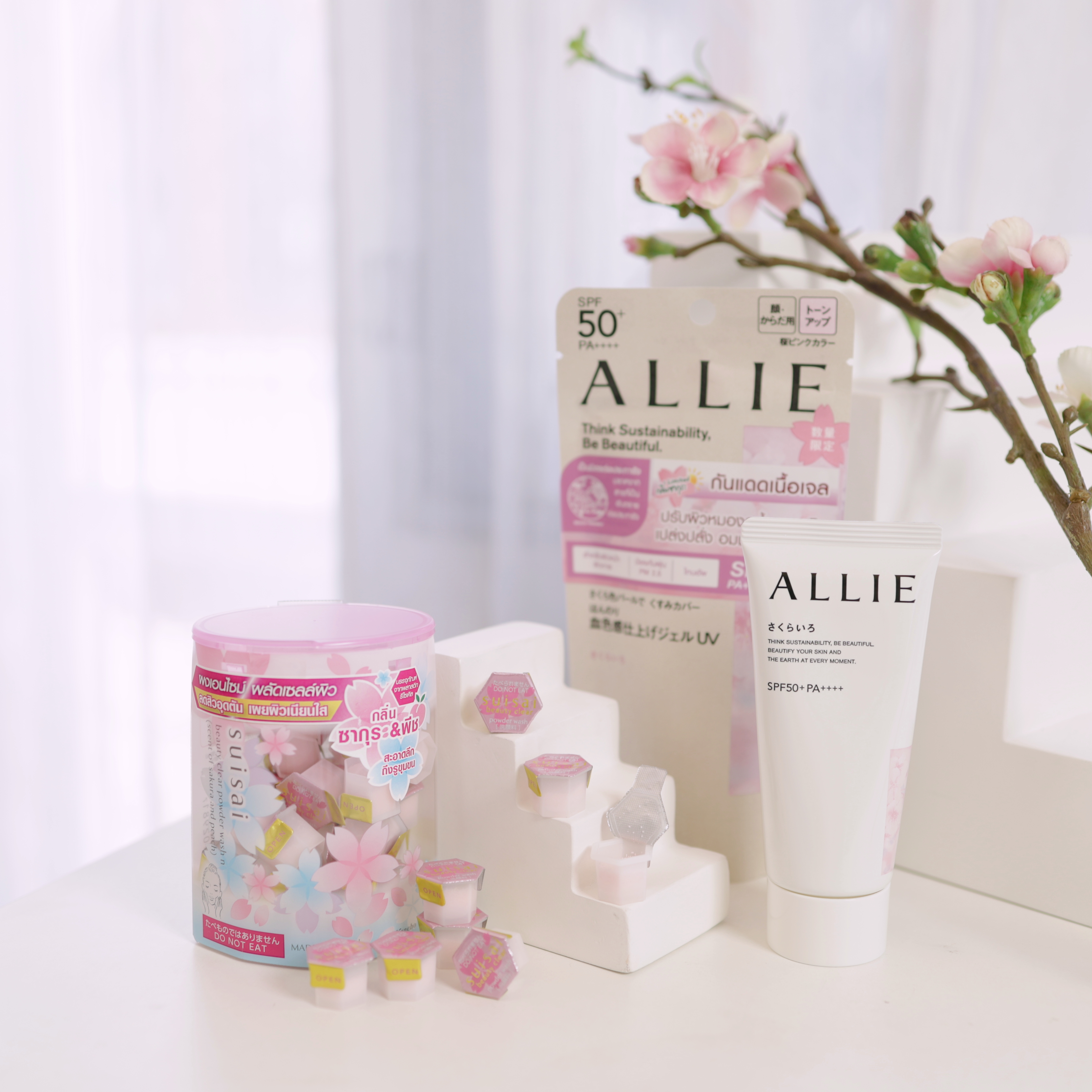แนะนำ 2 ไอเท็ม SAKURA 🌸 กันแดด ALLIE | ผงล้างหน้า suisai Limited | JPcosme 🇯🇵